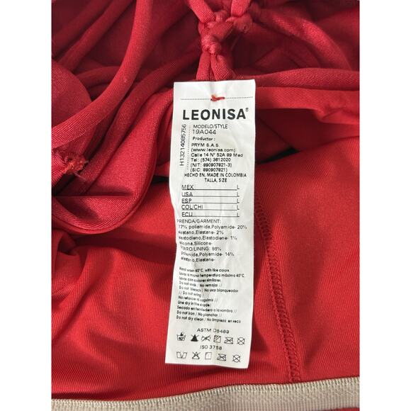 Leonisa Large Red Strappy One Piece Swim Beach Logo Women Swimsuit Travel Tropic - Picture 6 of 7